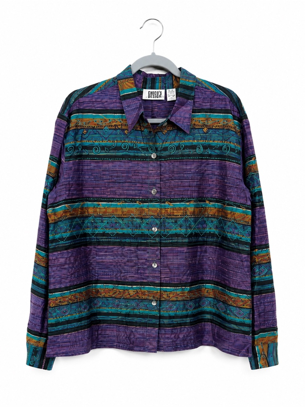 vintage Chicos Jacket Womens XL 3 Silk Embroidered Artsy Tapestry Maximalist